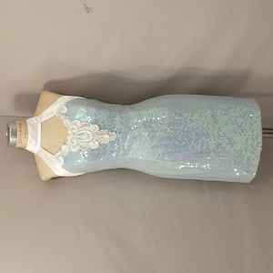 90s Nightclub Dress Sexy Sequins w Keyhole Neckline Short & Sparkly Sz8/9/10